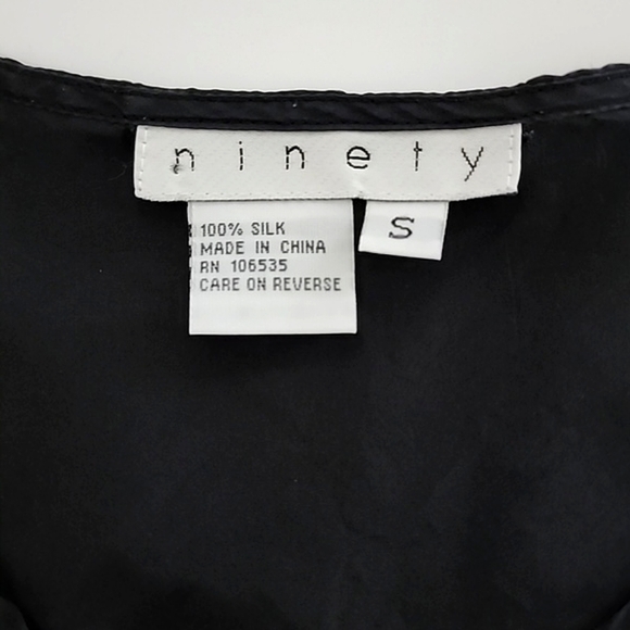 Ninety Sequined 100% Silk Black Tunic Round Neckline  Long Sleeves Size Small - Picture 6 of 8